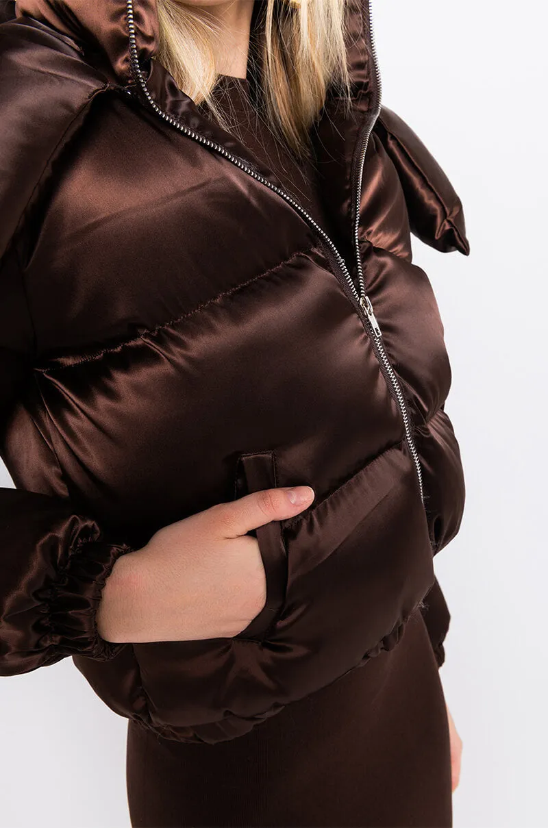AZALEA WANG CHOCOLATE SATIN PUFFER