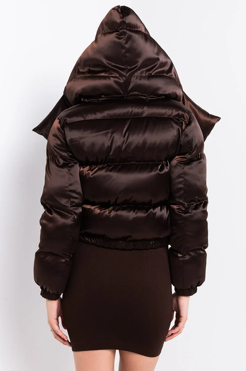 AZALEA WANG CHOCOLATE SATIN PUFFER