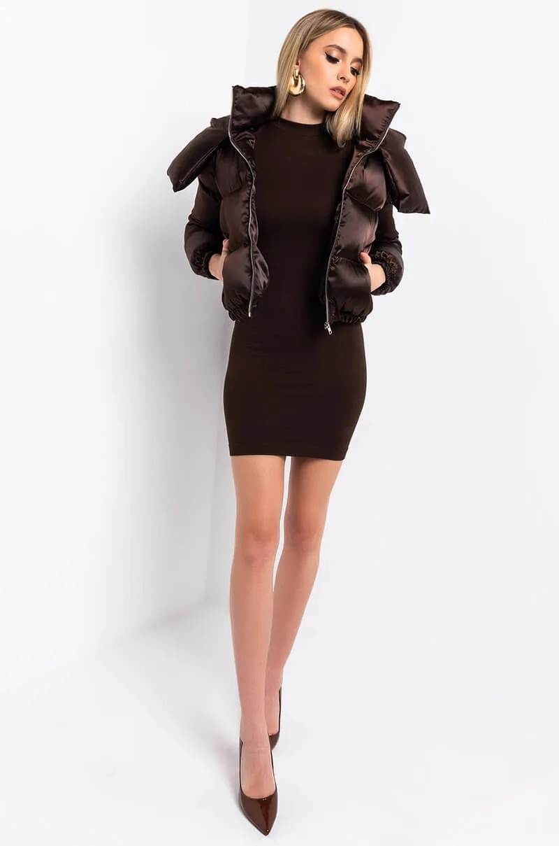 AZALEA WANG CHOCOLATE SATIN PUFFER