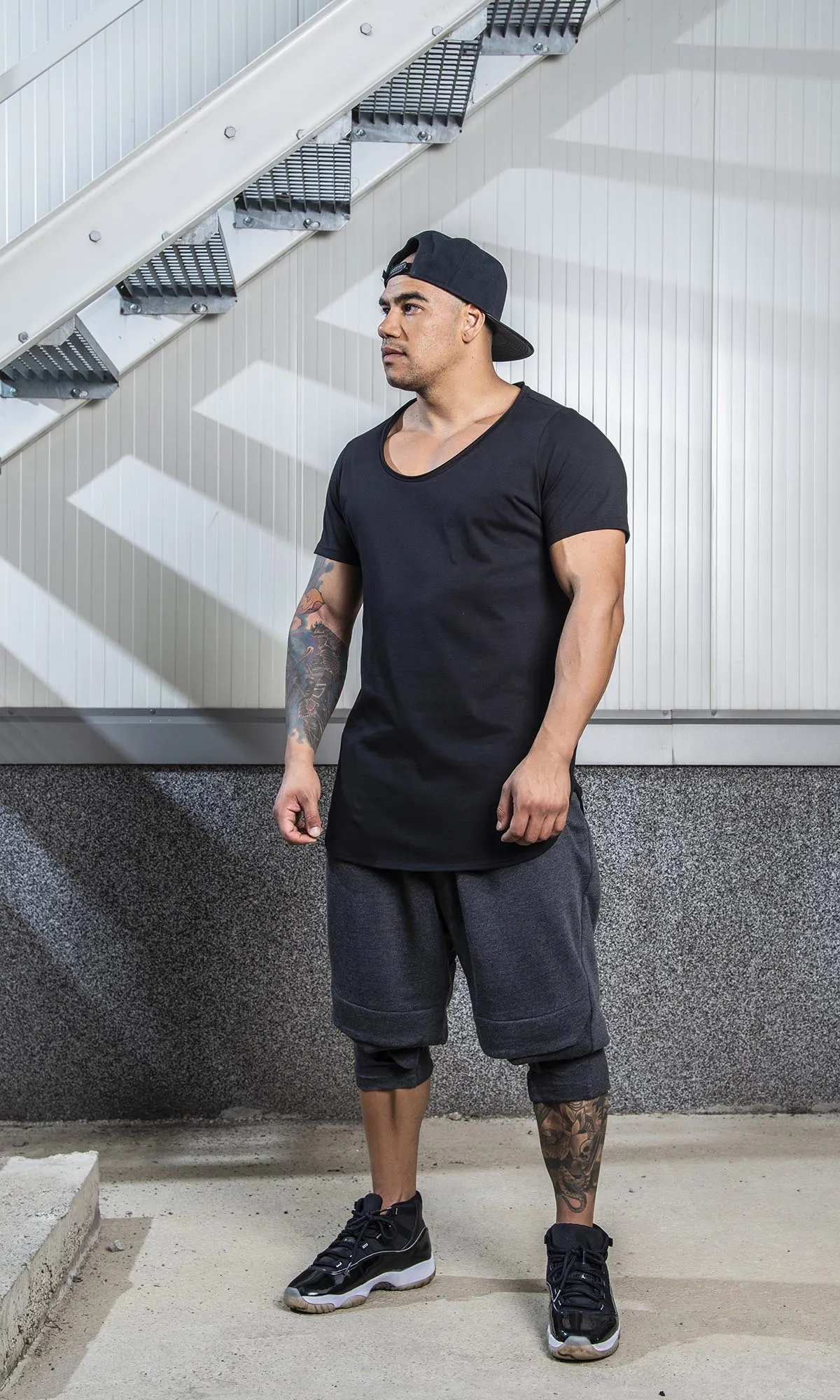 Basic T-Shirt with Raw Cut Neckline