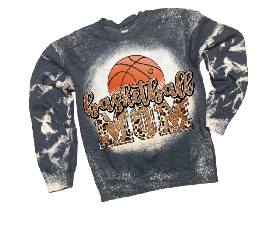 Basketball Mom Glittery with Leo basketball heart Top