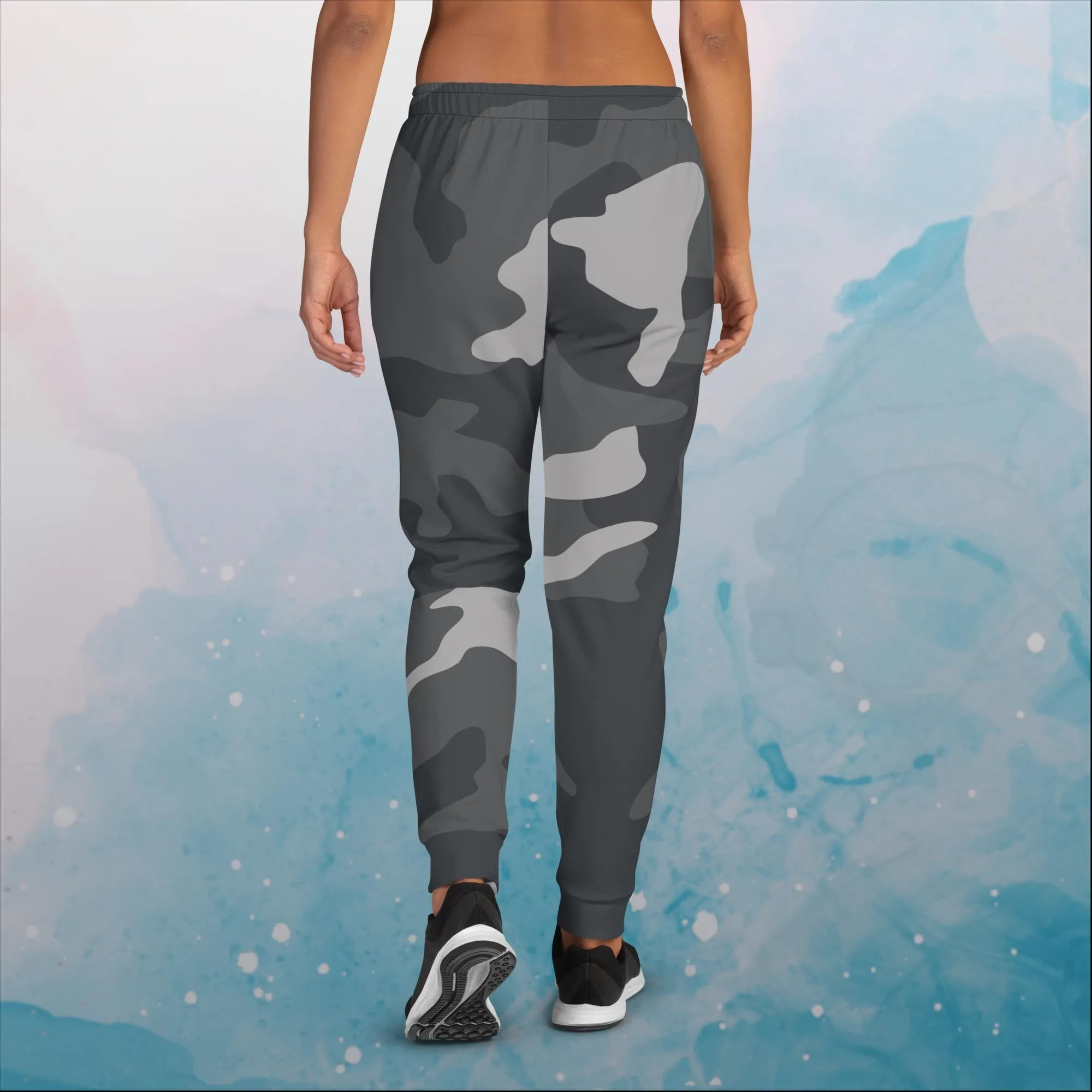 Black and Grey Camo Print Womens Joggers