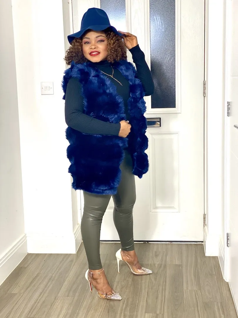 Box Cut Sleeveless Faux Fur Gilet-MLH