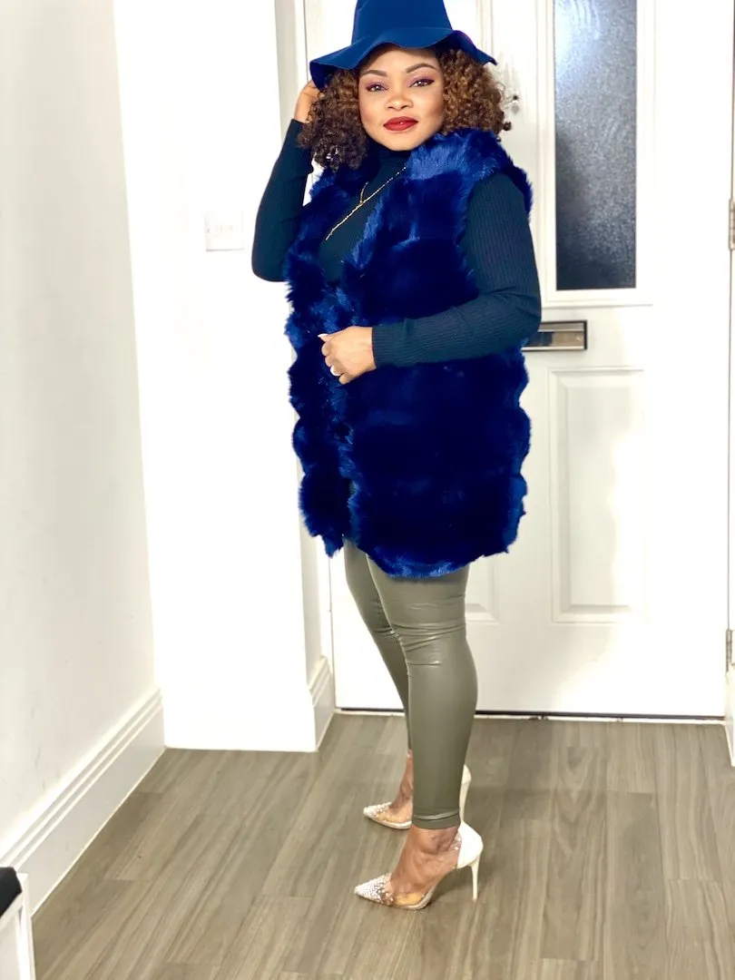 Box Cut Sleeveless Faux Fur Gilet-MLH