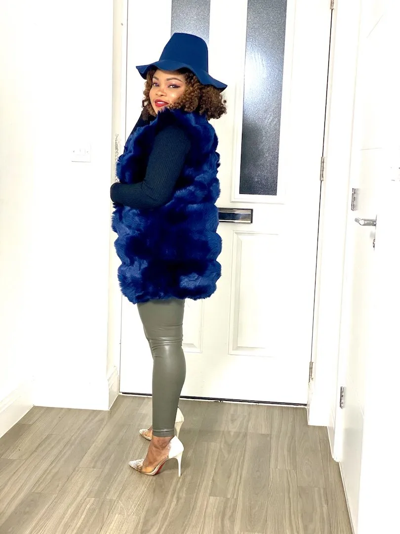 Box Cut Sleeveless Faux Fur Gilet-MLH