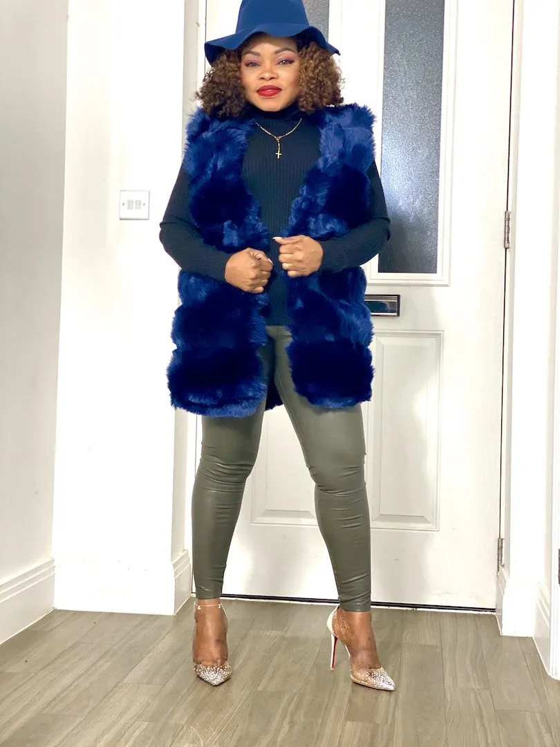 Box Cut Sleeveless Faux Fur Gilet-MLH