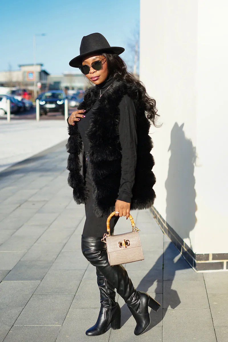 Box Cut Sleeveless Faux Fur Gilet-MLH