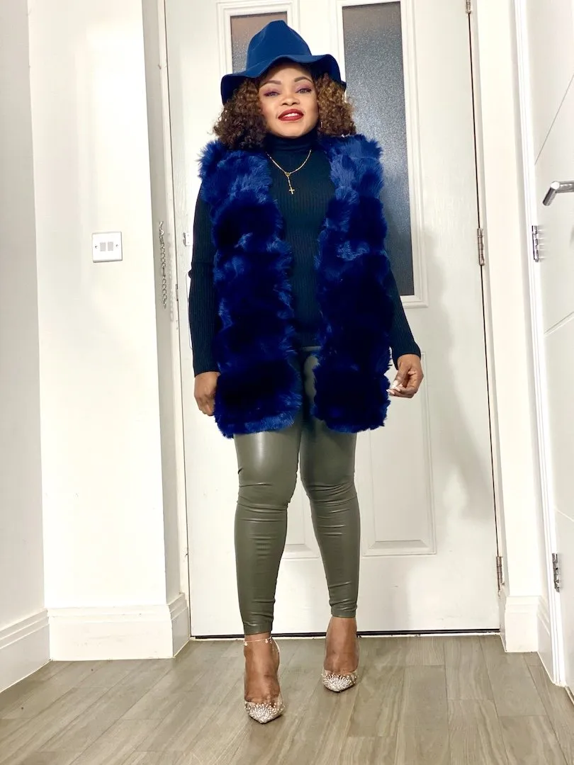 Box Cut Sleeveless Faux Fur Gilet-MLH