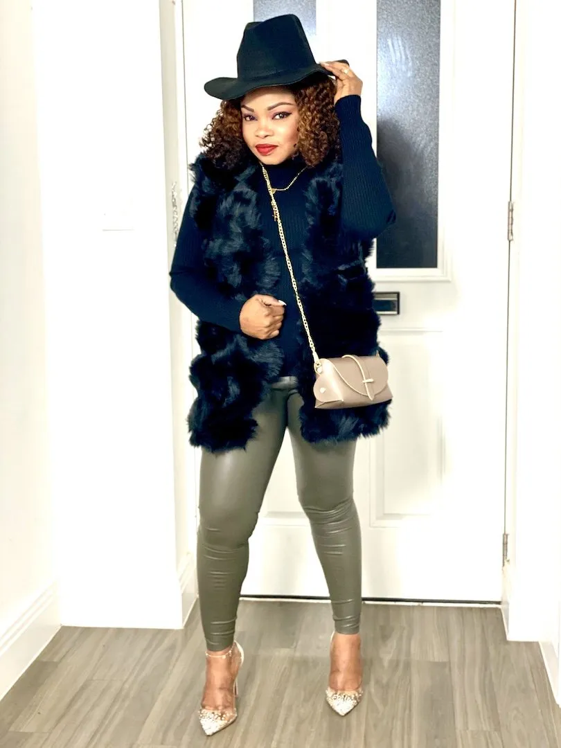 Box Cut Sleeveless Faux Fur Gilet-MLH