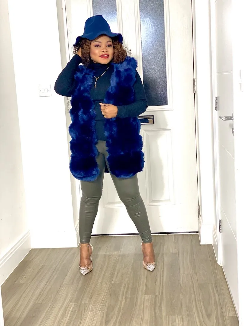 Box Cut Sleeveless Faux Fur Gilet-MLH