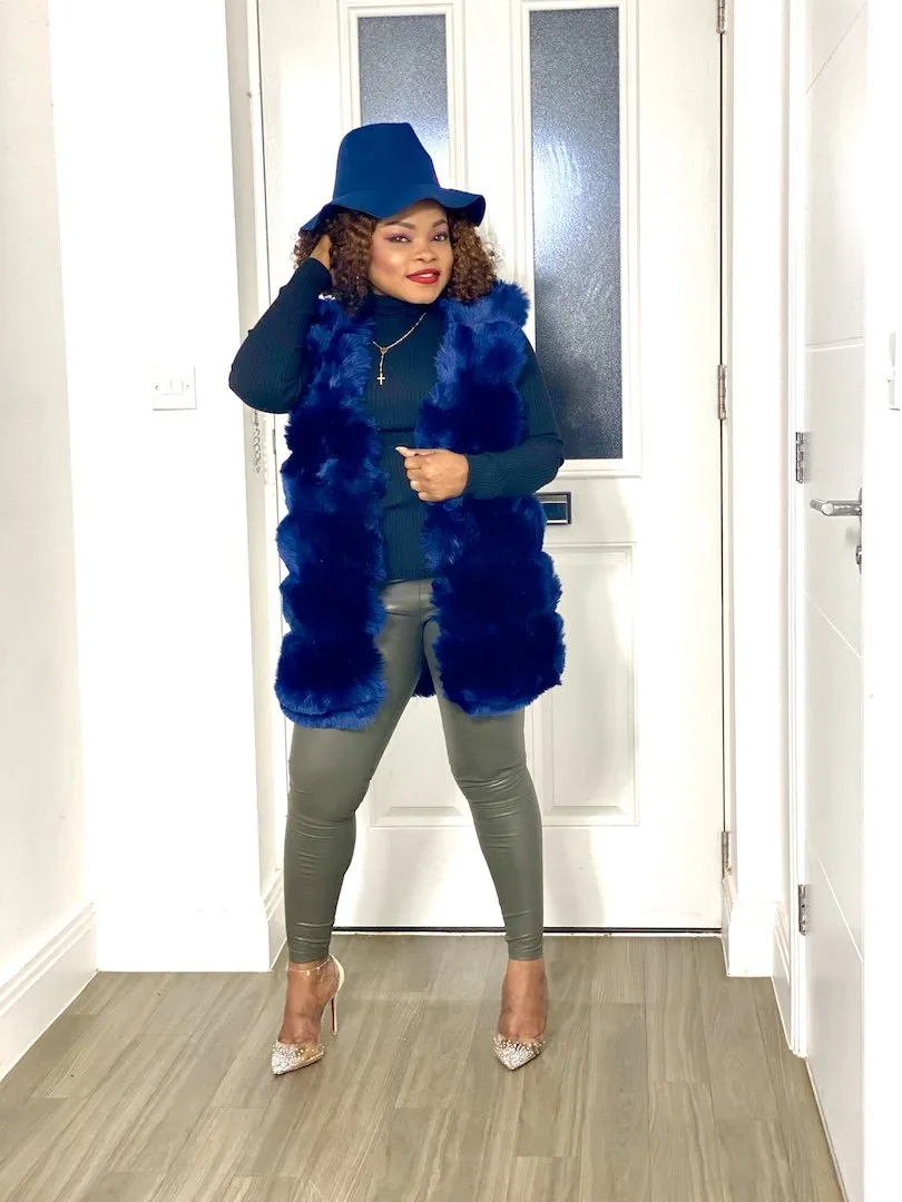 Box Cut Sleeveless Faux Fur Gilet-MLH