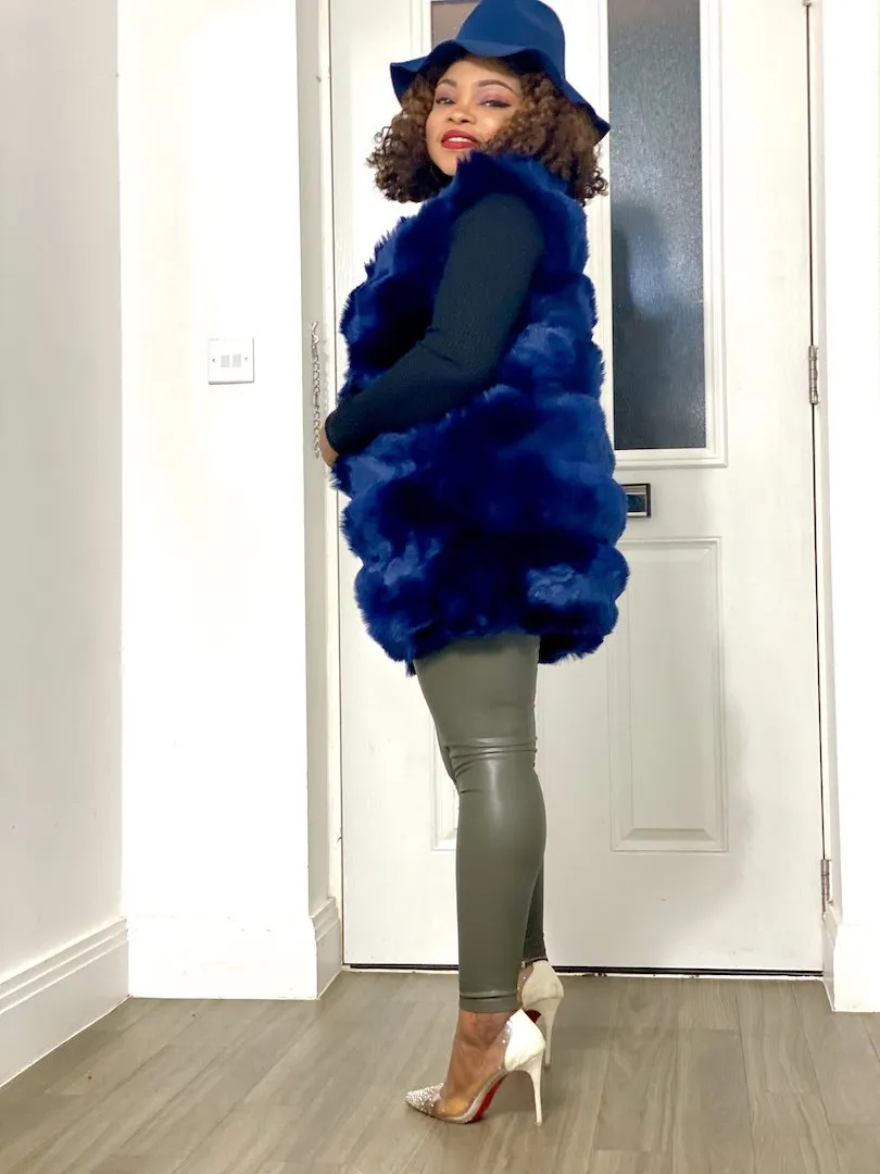 Box Cut Sleeveless Faux Fur Gilet-MLH