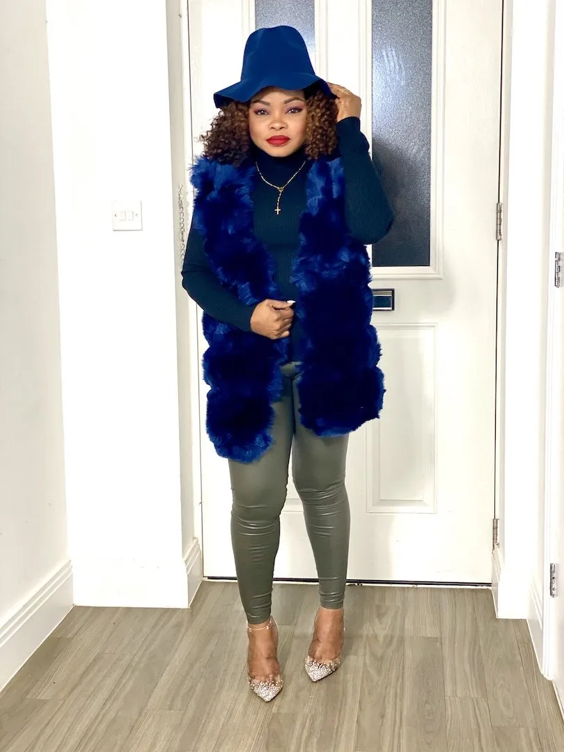 Box Cut Sleeveless Faux Fur Gilet-MLH