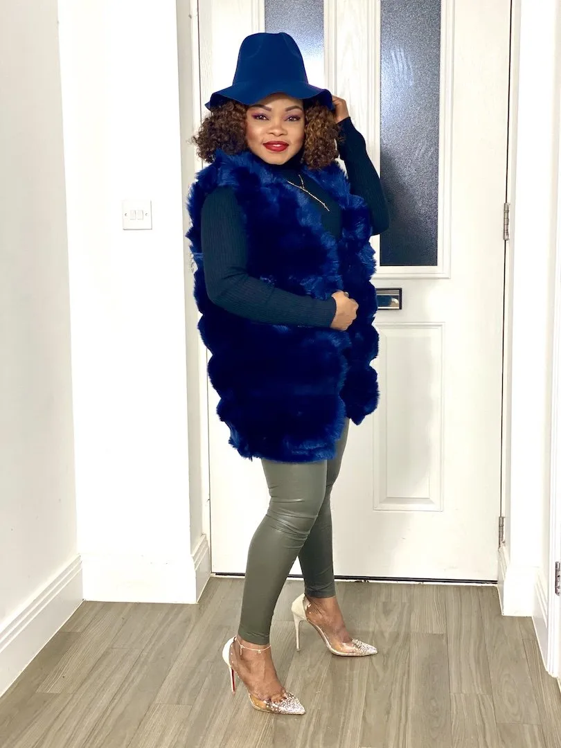 Box Cut Sleeveless Faux Fur Gilet-MLH