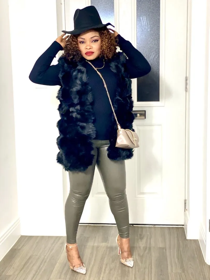 Box Cut Sleeveless Faux Fur Gilet-MLH