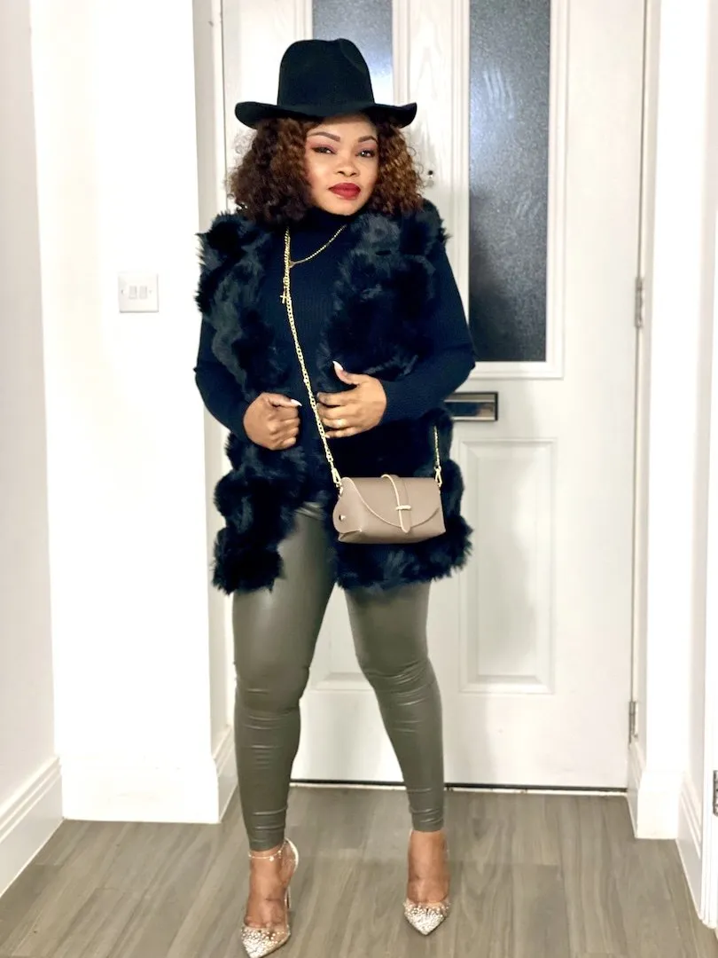 Box Cut Sleeveless Faux Fur Gilet-MLH