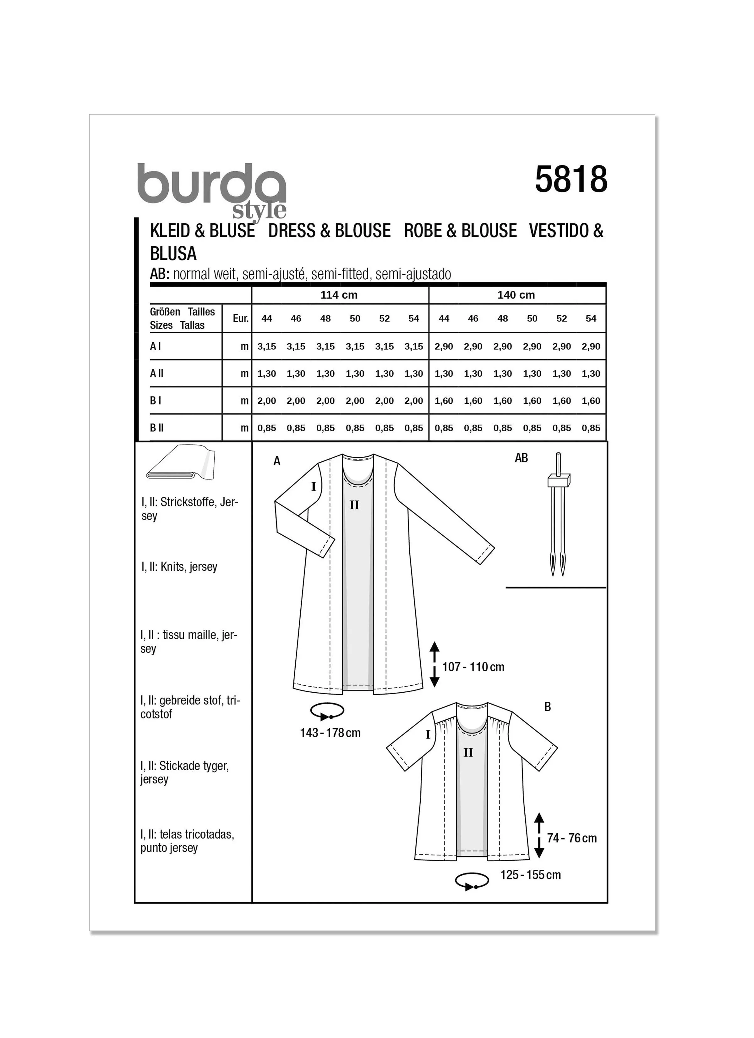 Burda Style Pattern 5818 Misses' Dress & Blouse