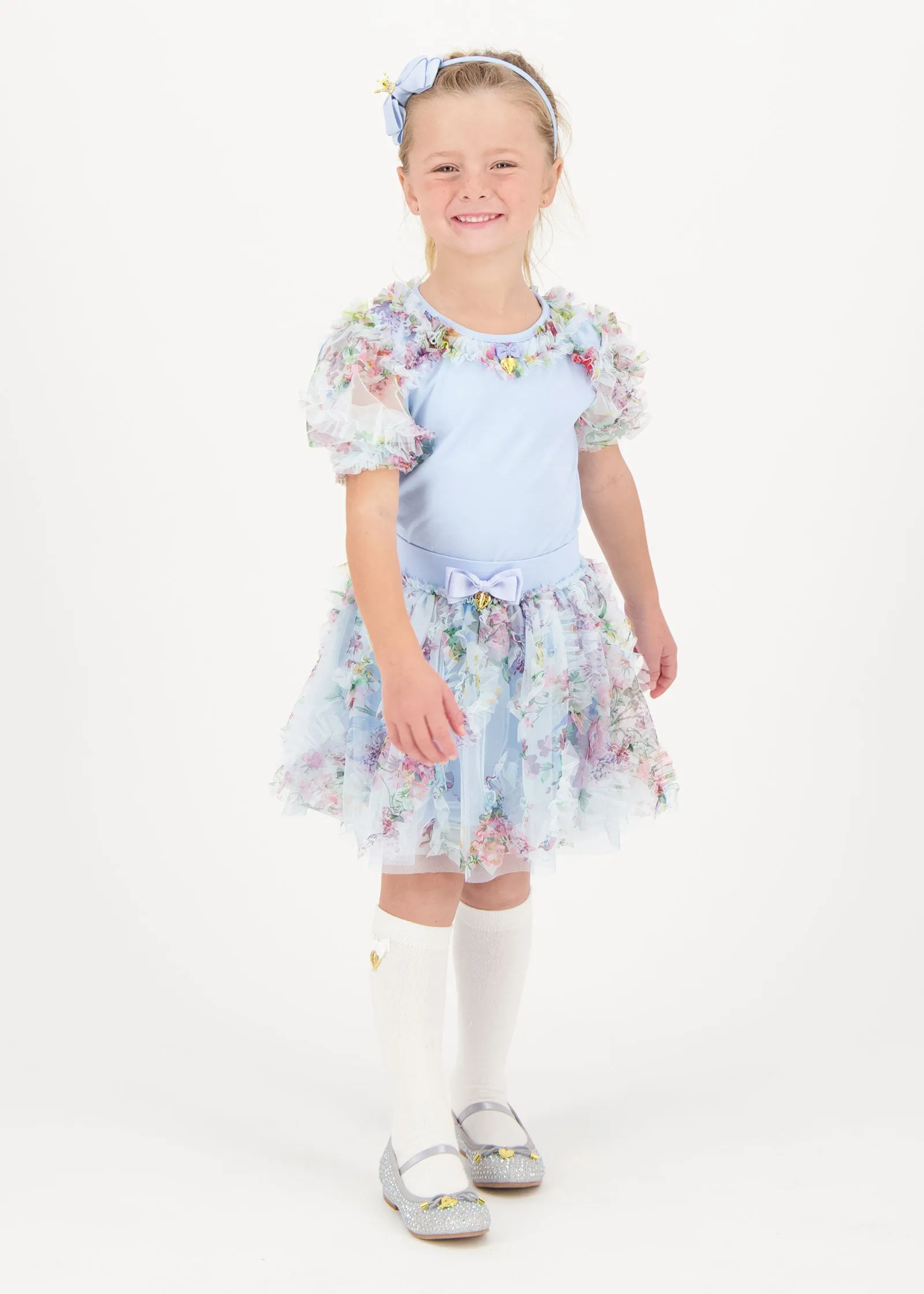 Codie Floral Tulle Top Baby Blue