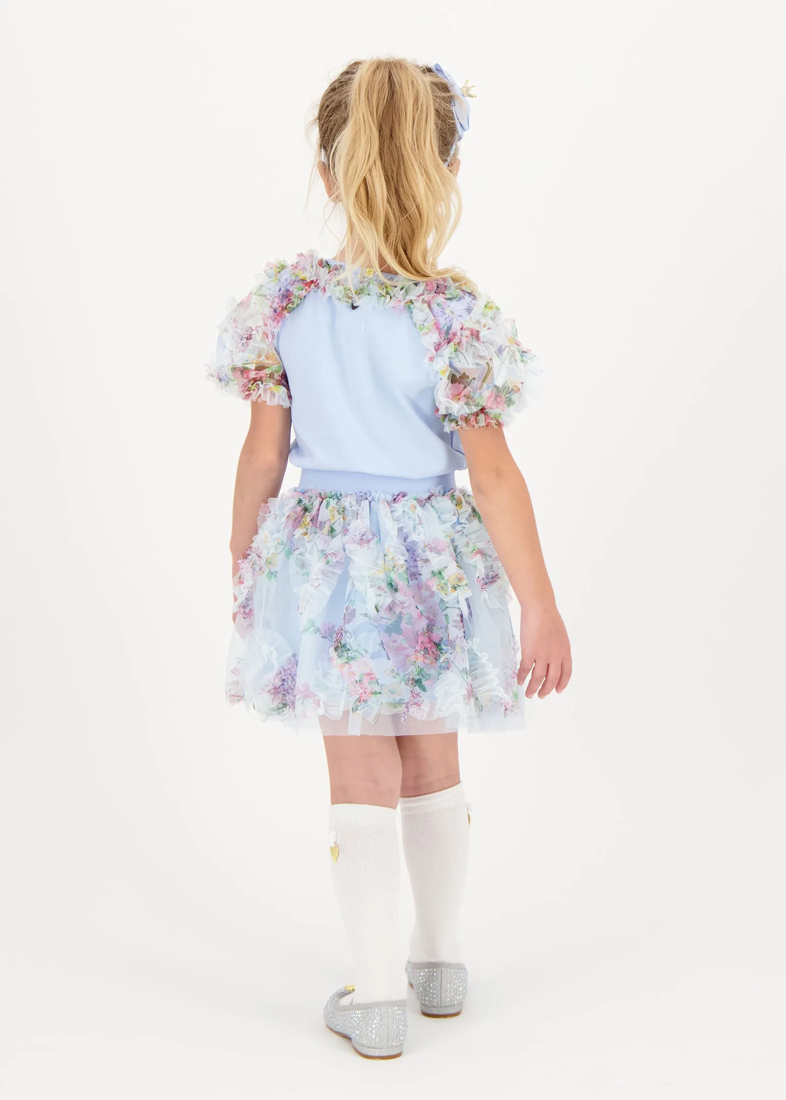 Codie Floral Tulle Top Baby Blue