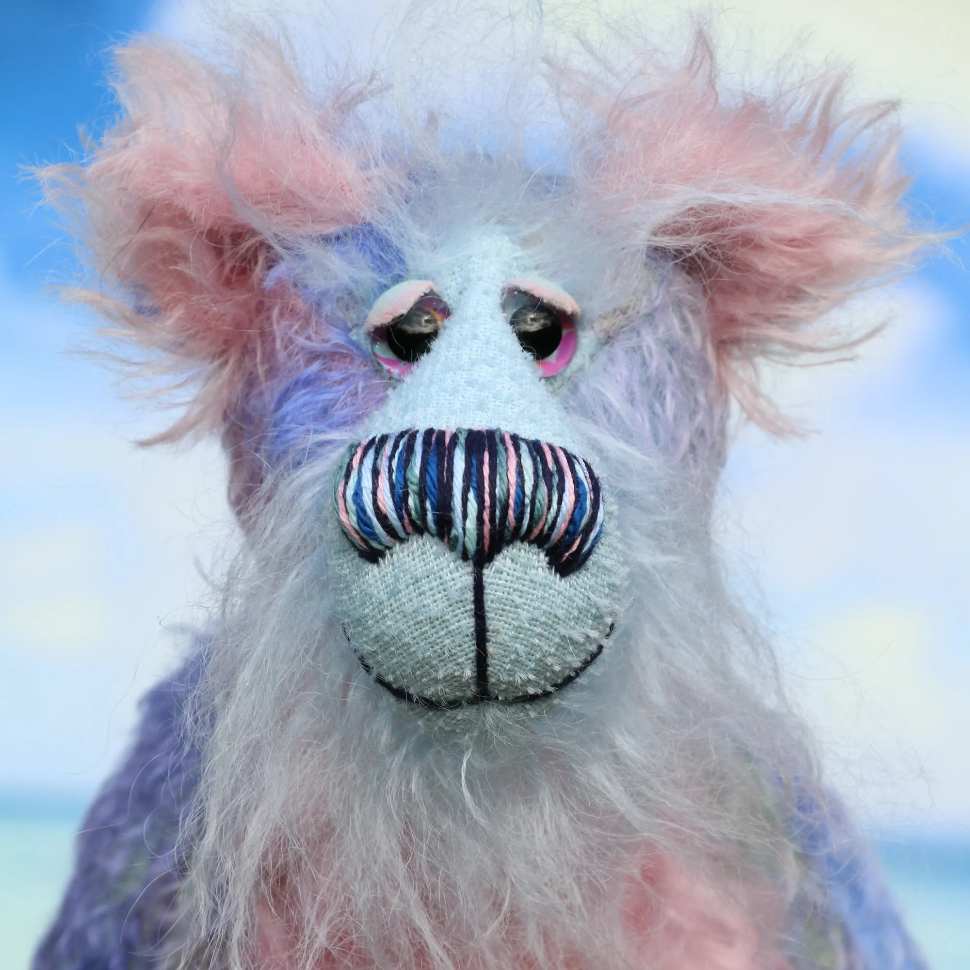 Delilah Dingles is a colourful one of a kind, mohair artist teddy bear by Barbara-Ann Bears