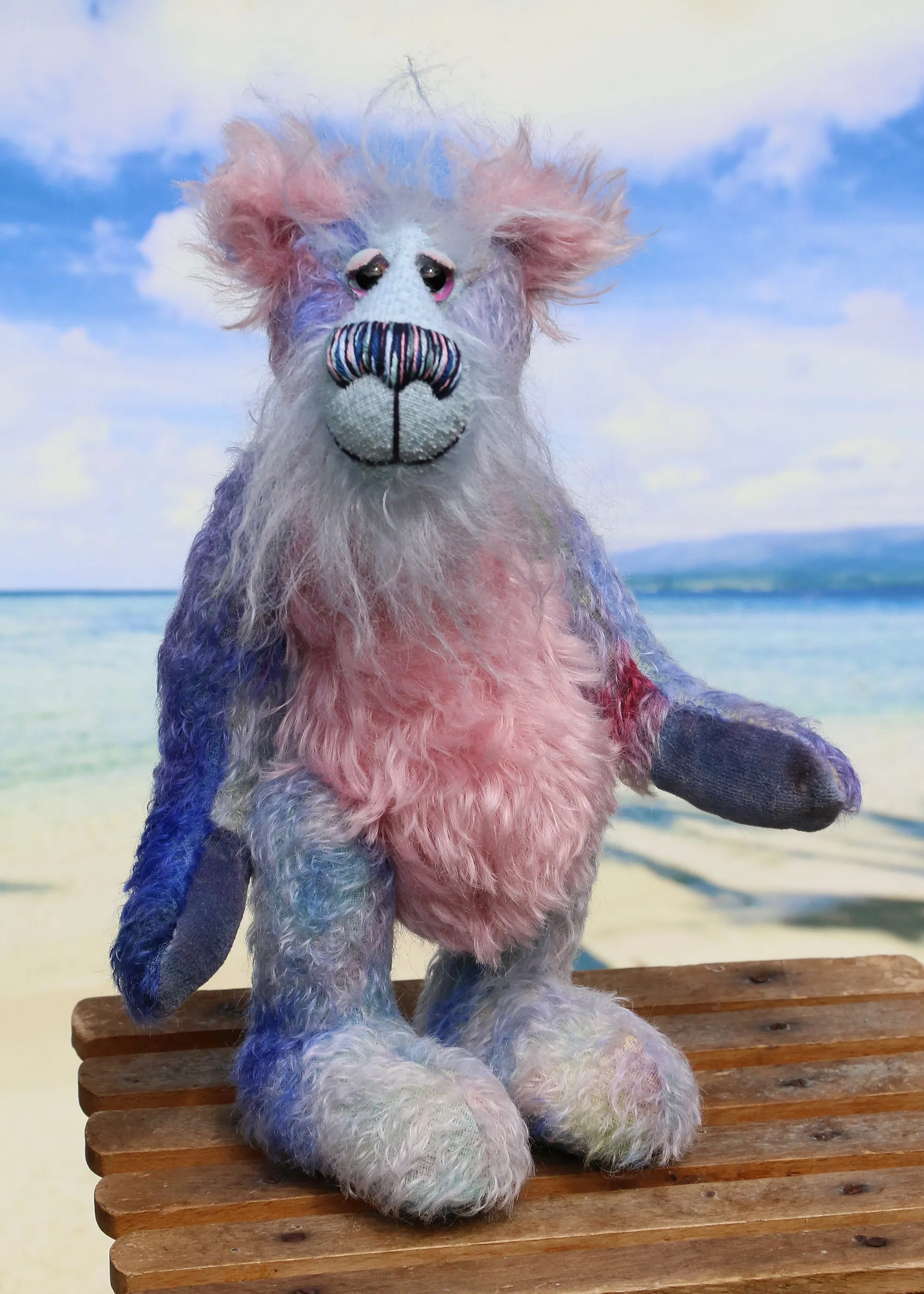Delilah Dingles is a colourful one of a kind, mohair artist teddy bear by Barbara-Ann Bears