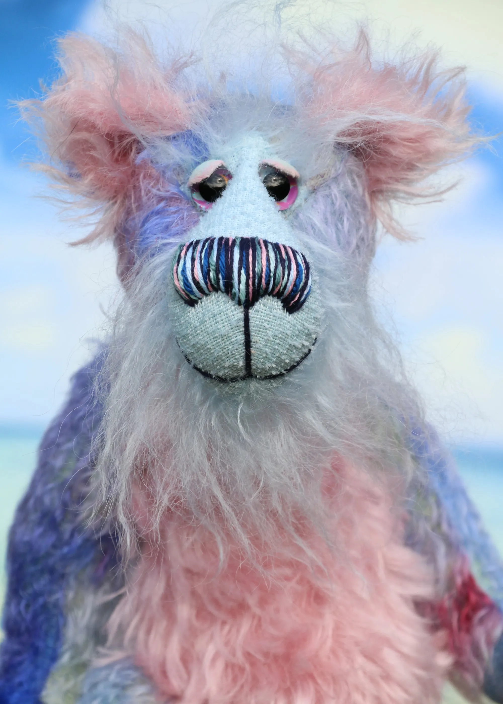 Delilah Dingles is a colourful one of a kind, mohair artist teddy bear by Barbara-Ann Bears