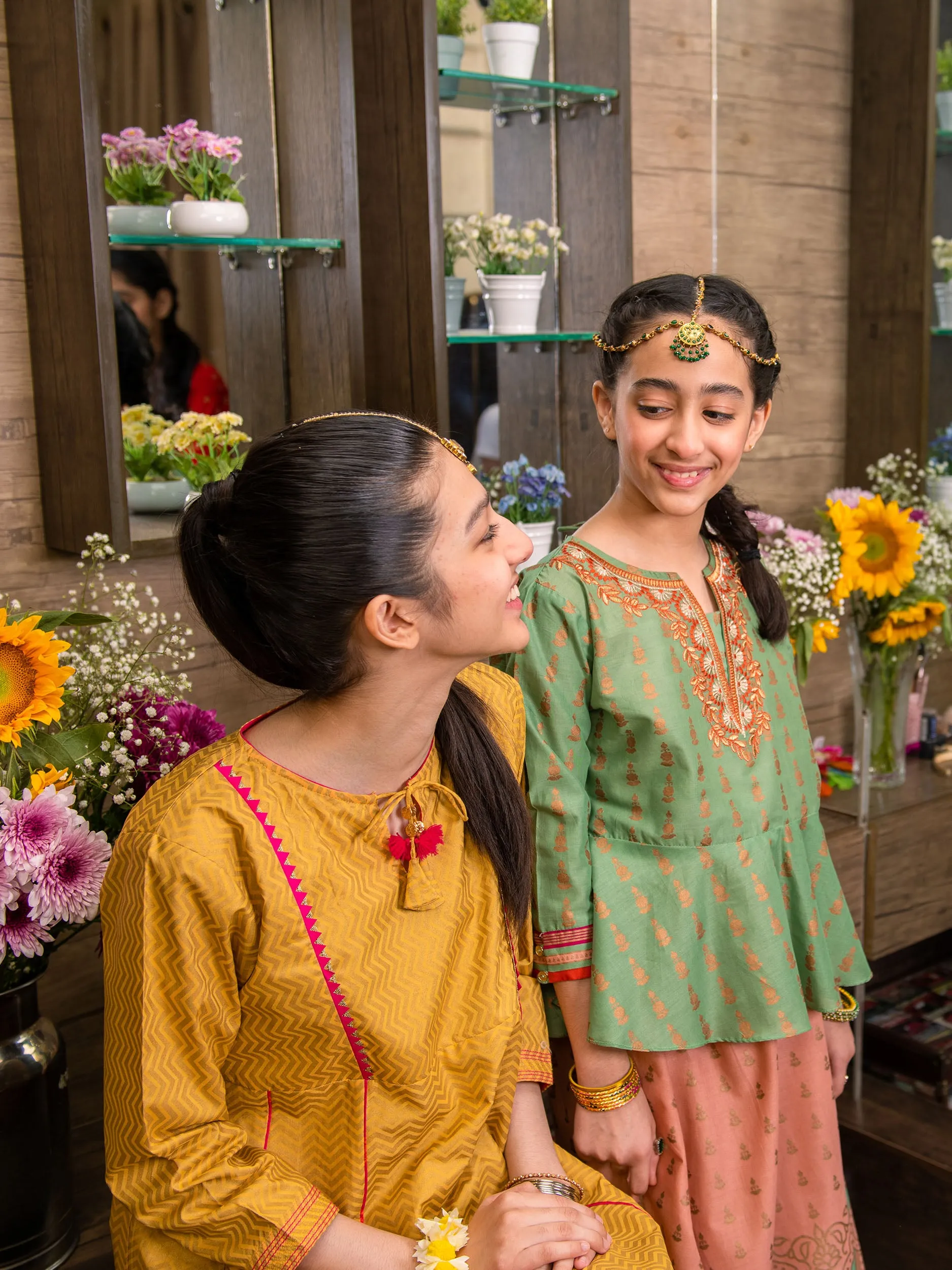 Embroidered Kurti and Printed Lehenga