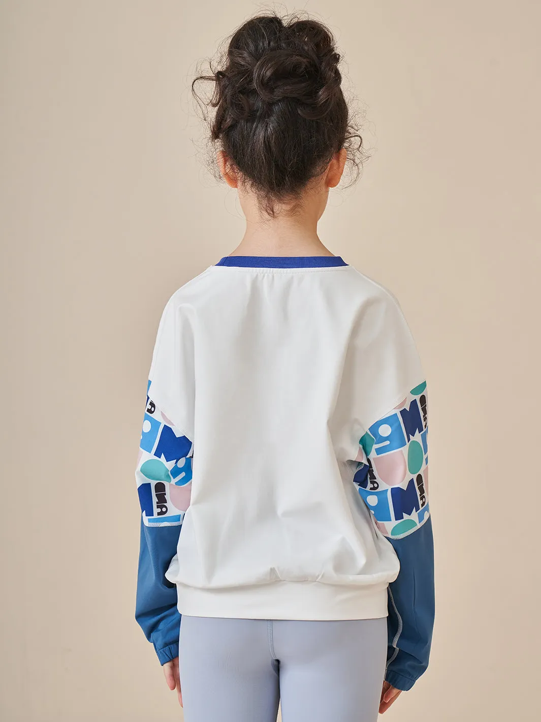 Fleece Colorblock Print  Sweatshirt