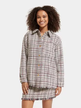 Glitter tweed shirt jacket