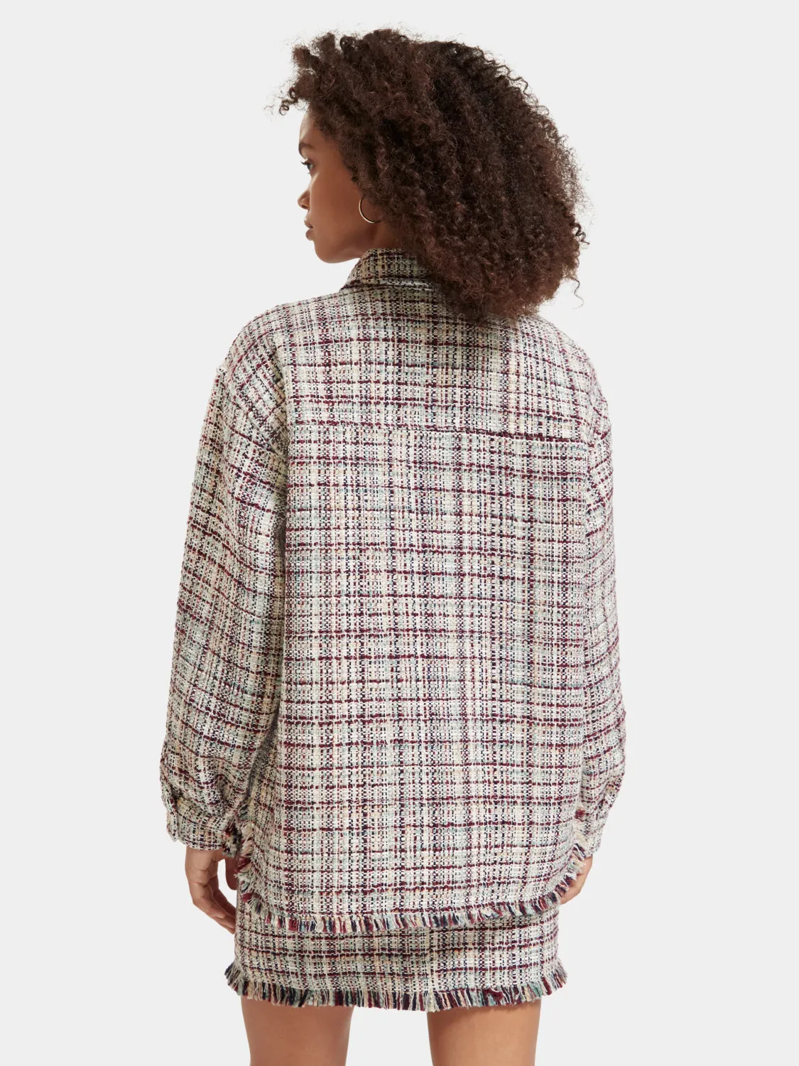 Glitter tweed shirt jacket
