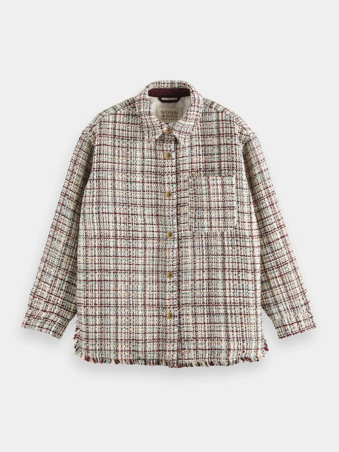 Glitter tweed shirt jacket