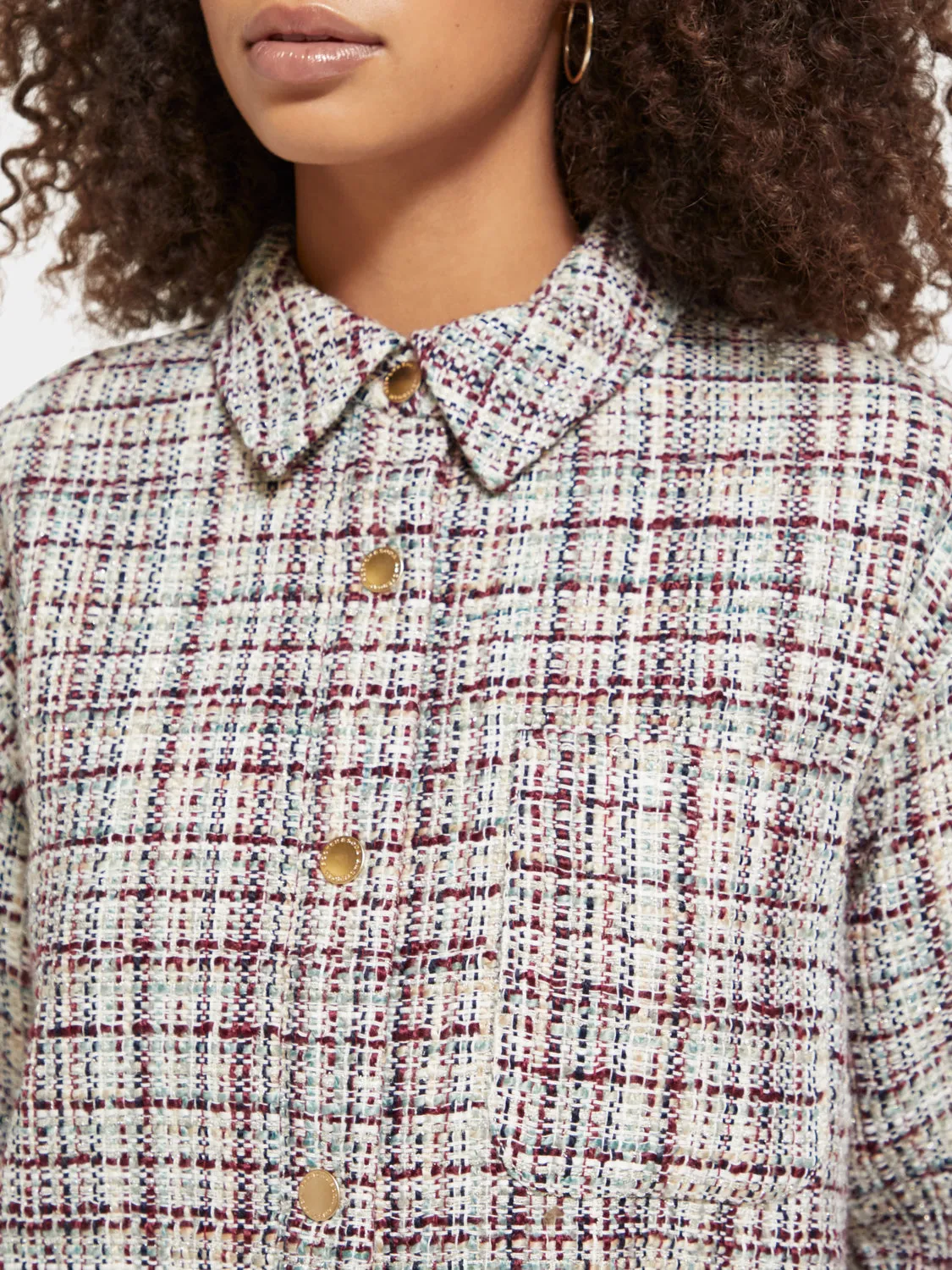 Glitter tweed shirt jacket