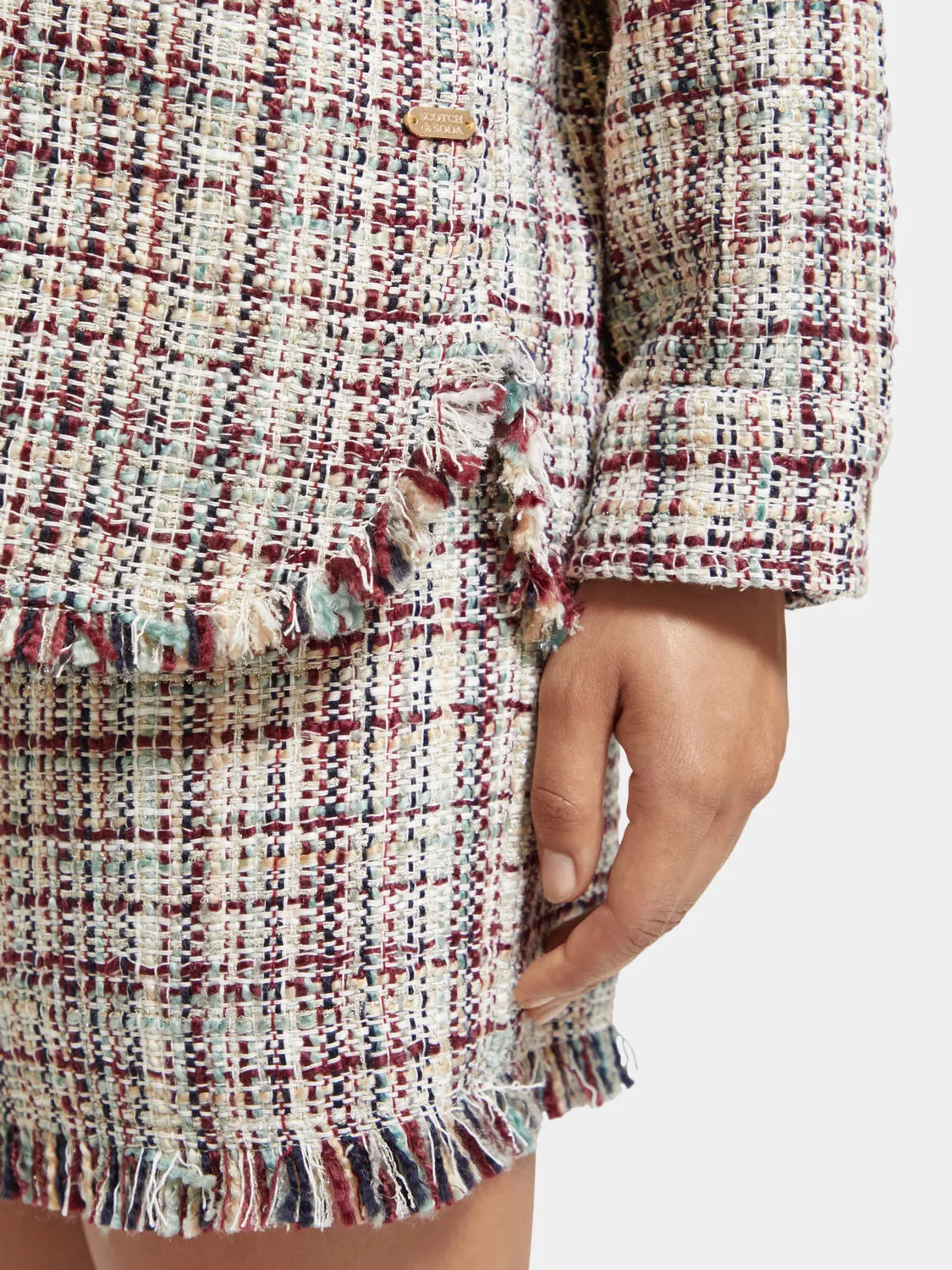 Glitter tweed shirt jacket
