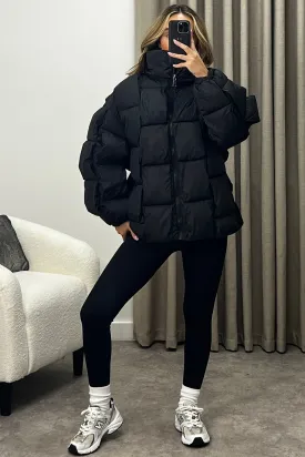 Kailey Black Padded Zip Up Puffer Coat