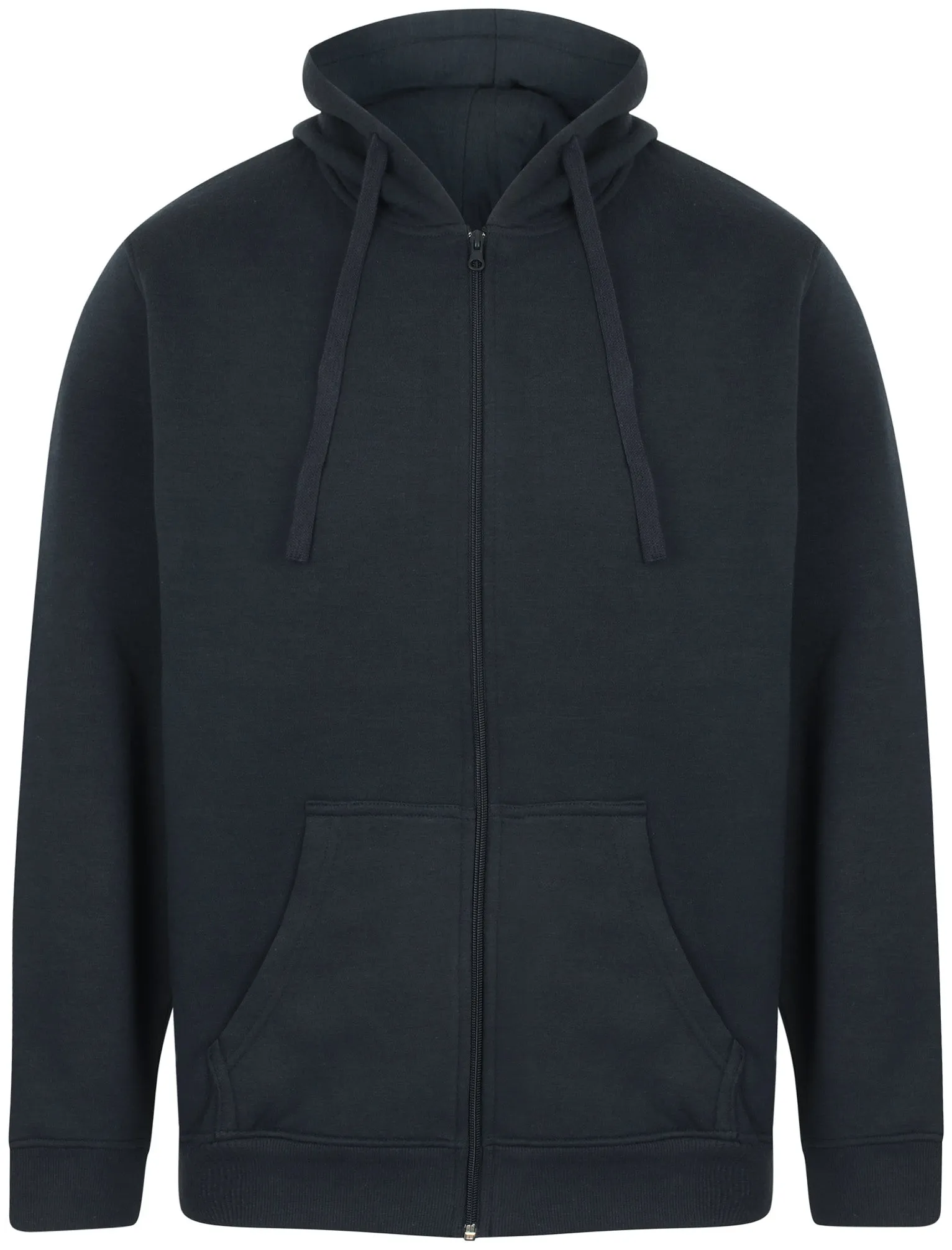 Kesler Brush Back Fleece Basic Zip Through Hoodie In Navy