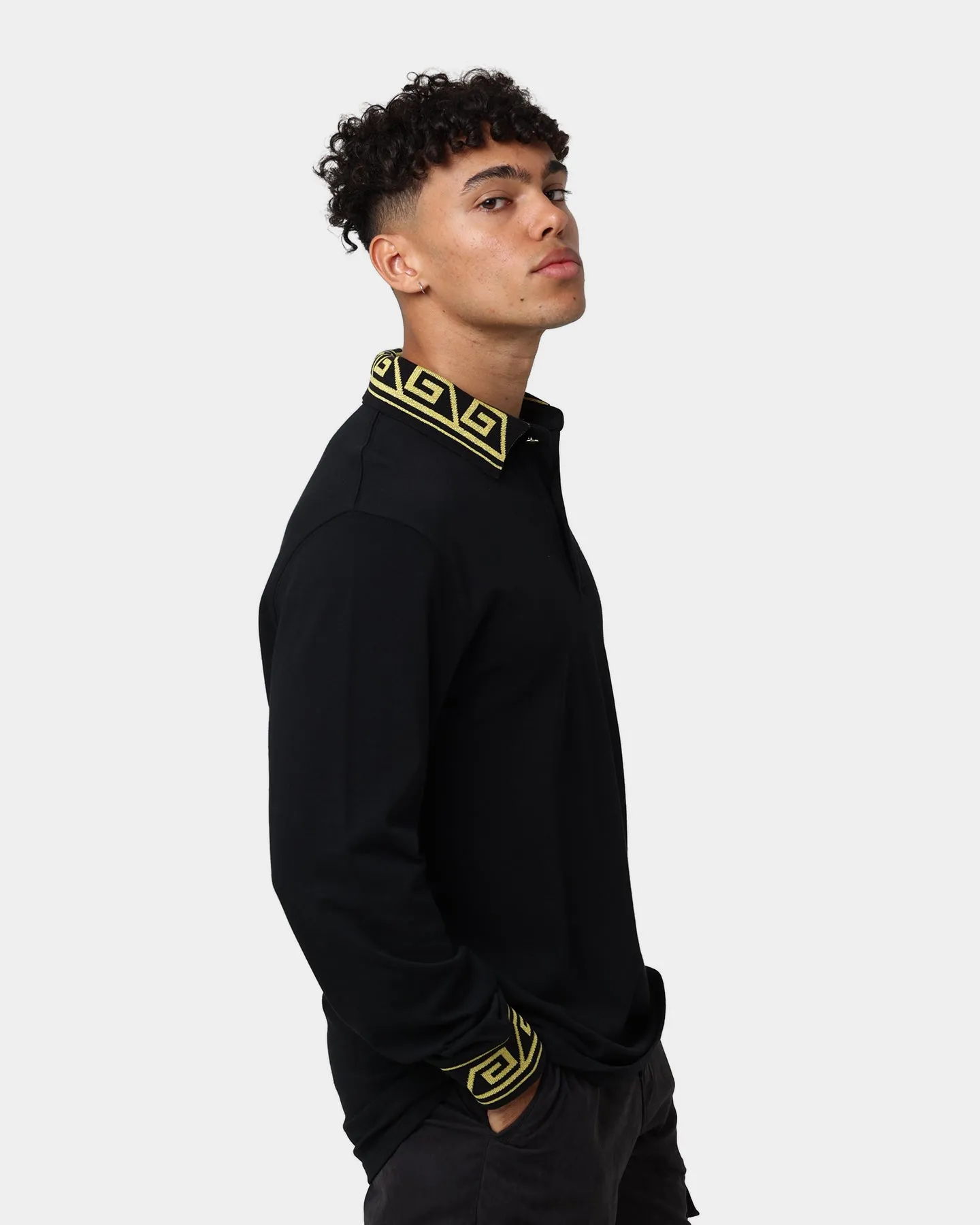 Last Kings City Of Angels Long Sleeve Polo Shirt Black