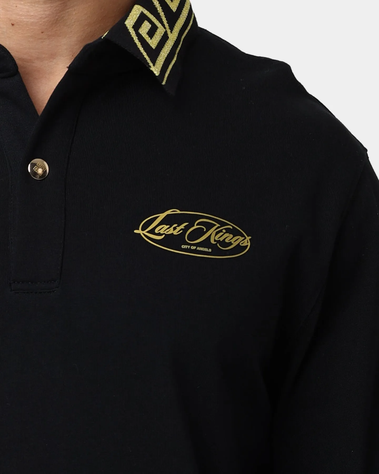 Last Kings City Of Angels Long Sleeve Polo Shirt Black