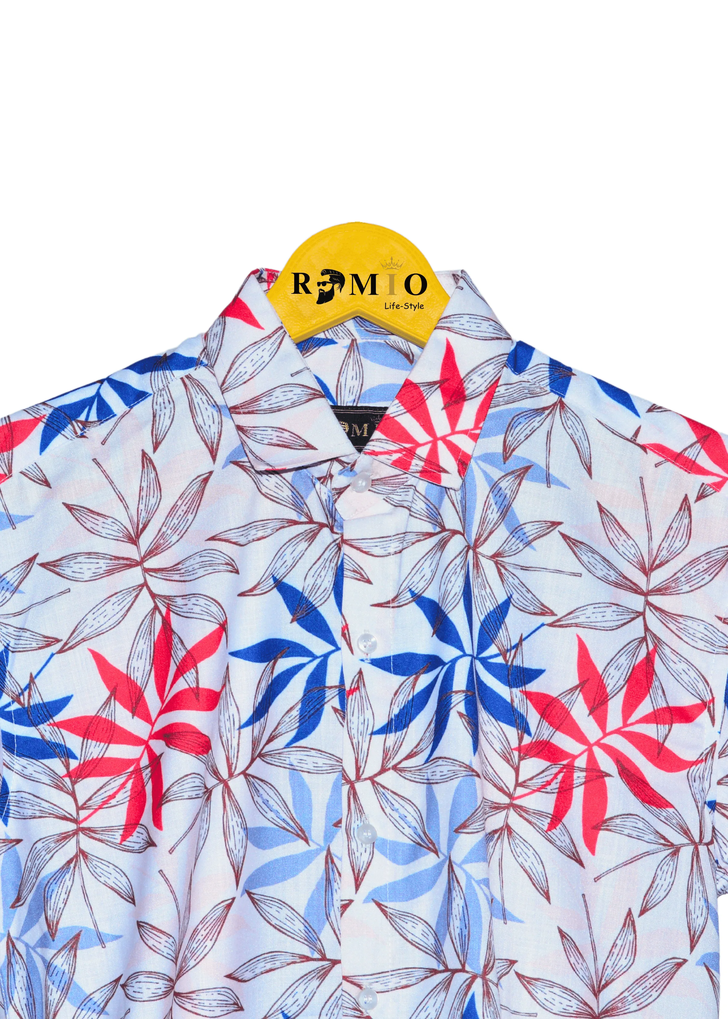 Men Regular Fit Printed Spread Collar Casual Half Sleev Shirt (f41)