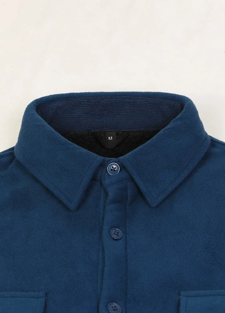 Men's Warm Sherpa Lined Fleece Shirt Jacket