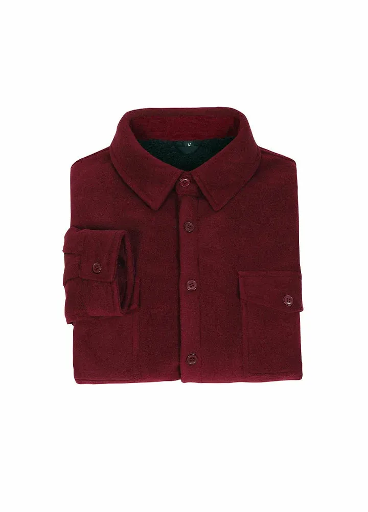 Men's Warm Sherpa Lined Fleece Shirt Jacket