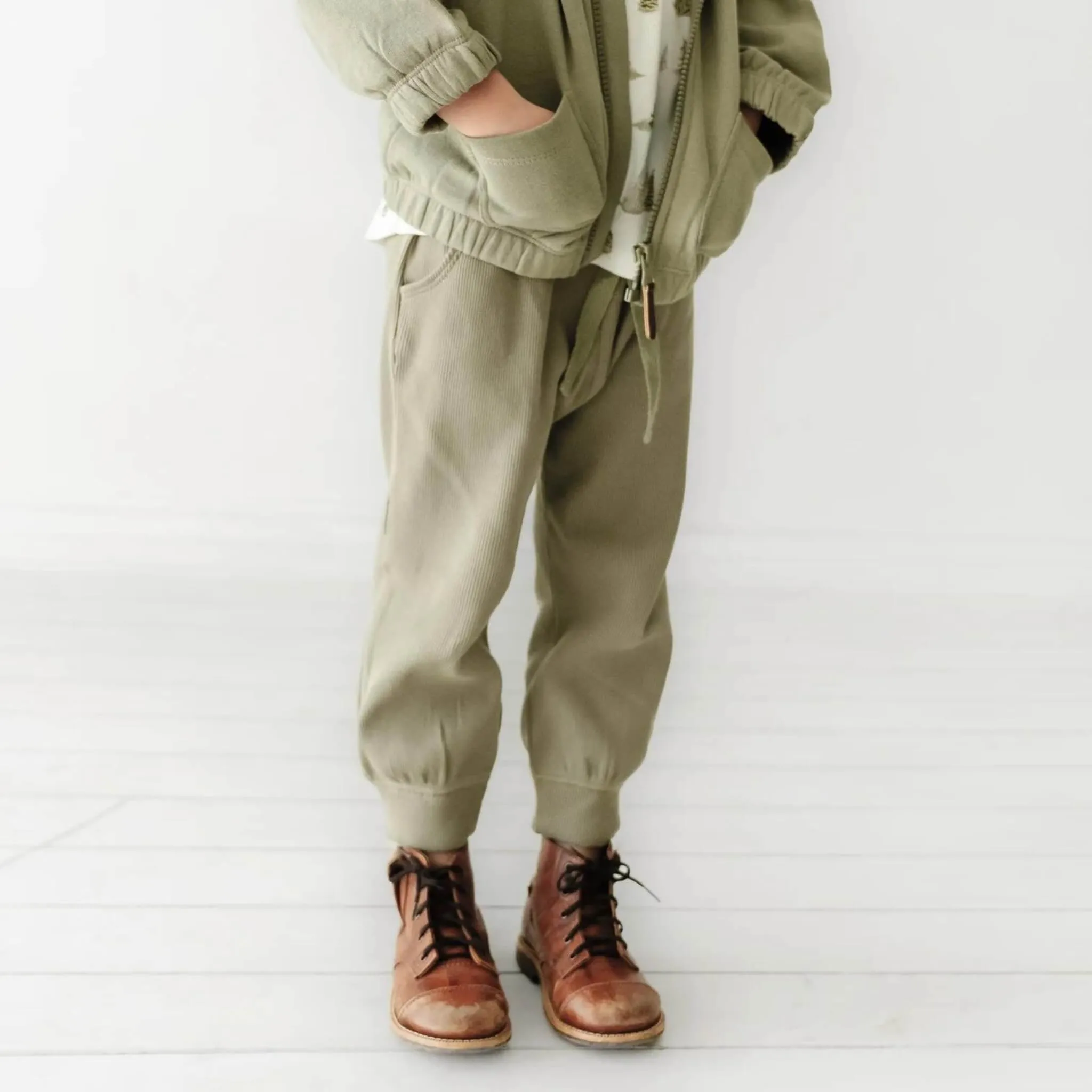 Organic Cotton Baby & Toddler Hooded Jacket - Olive