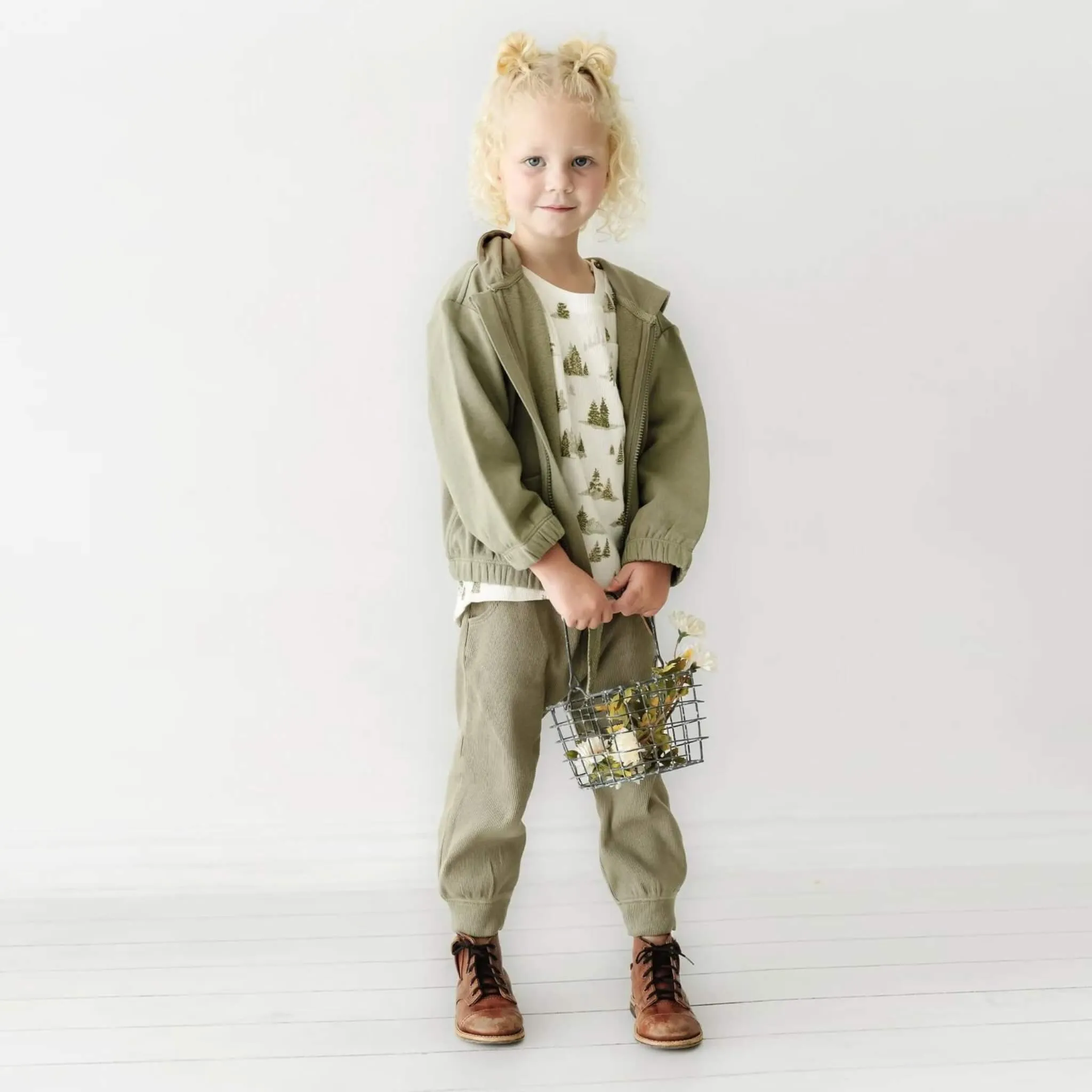 Organic Cotton Baby & Toddler Hooded Jacket - Olive