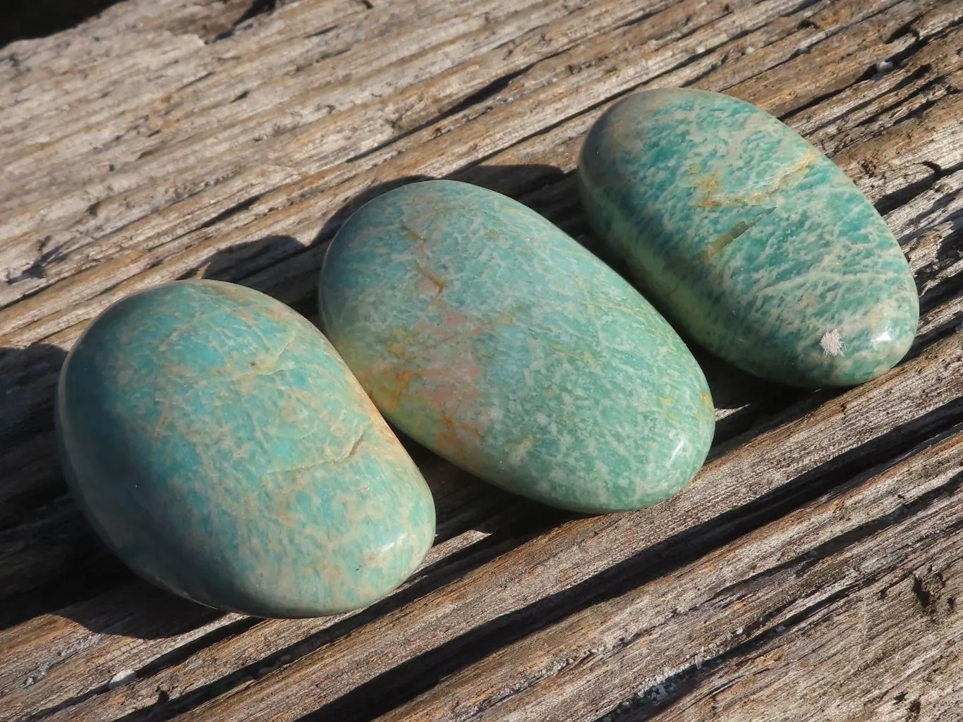 Polished Amazonite Palm Stones x 24 From Zimbabwe