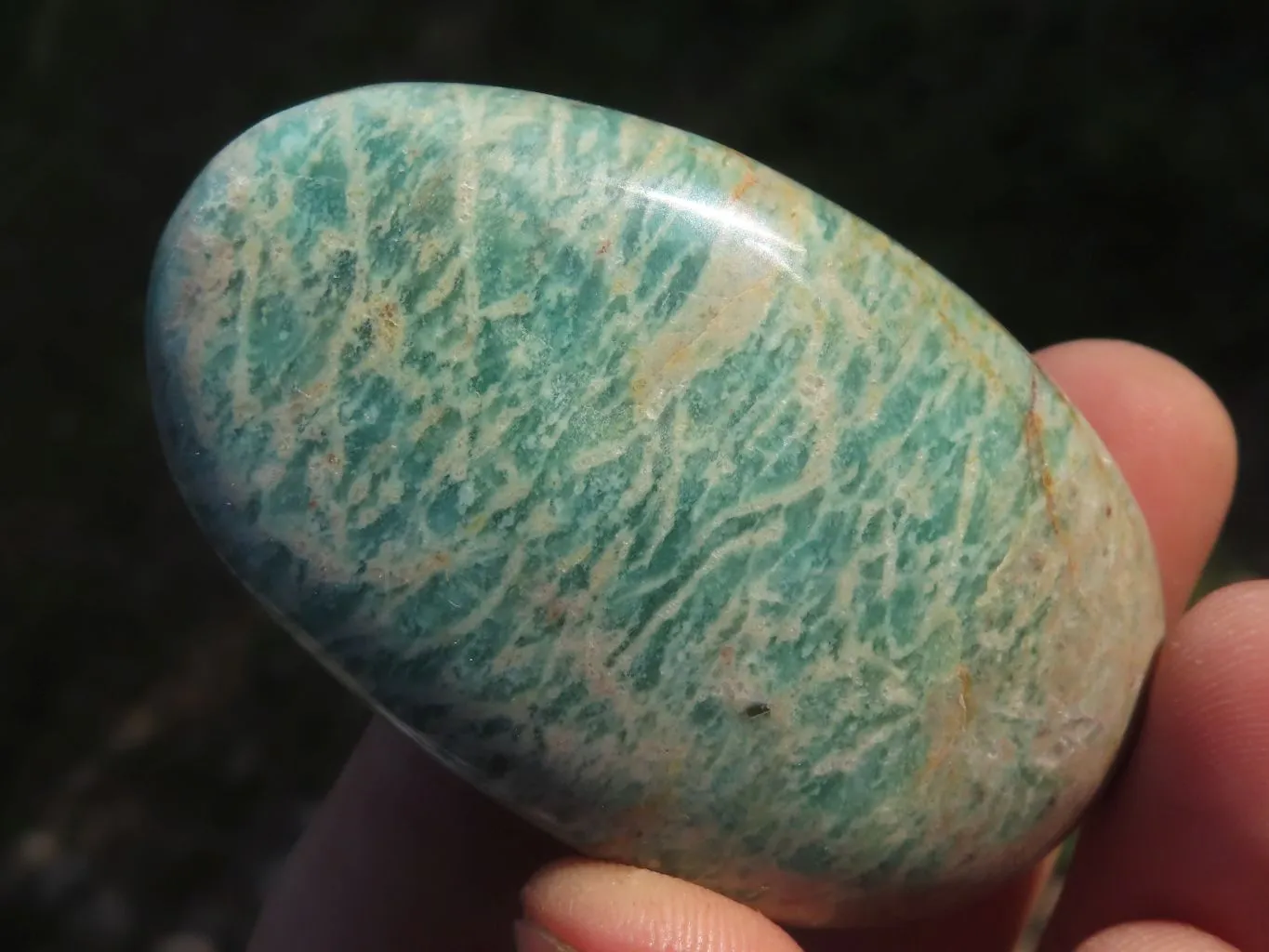 Polished Amazonite Palm Stones x 24 From Zimbabwe