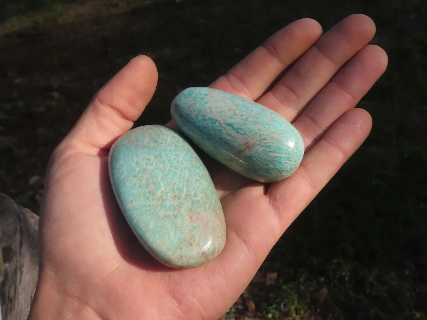 Polished Amazonite Palm Stones x 24 From Zimbabwe
