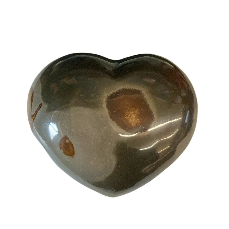Polished Black, Grey, And Brown Polychrome Jasper Heart