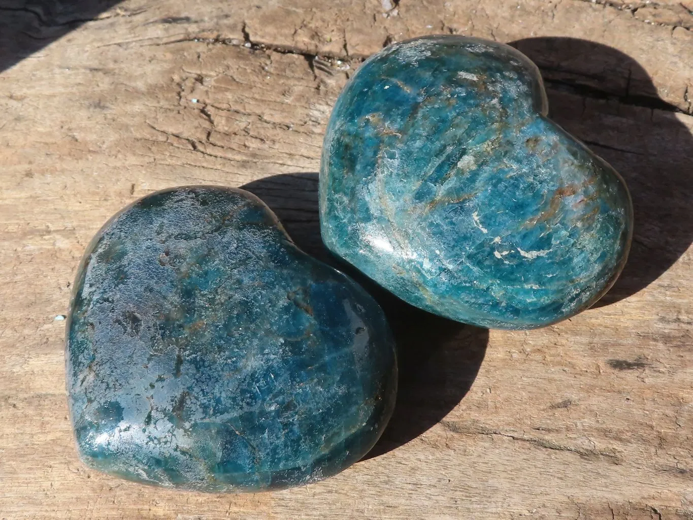 Polished Blue Apatite Hearts (Stone Sealed) x 6 From Madagascar