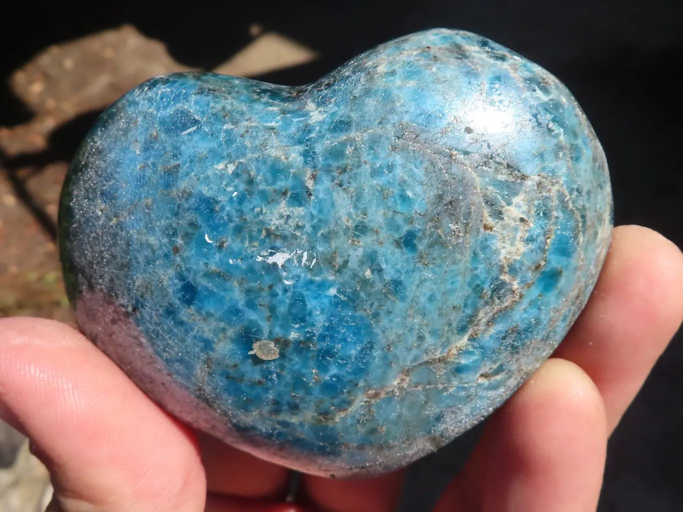 Polished Blue Apatite Hearts (Stone Sealed) x 6 From Madagascar