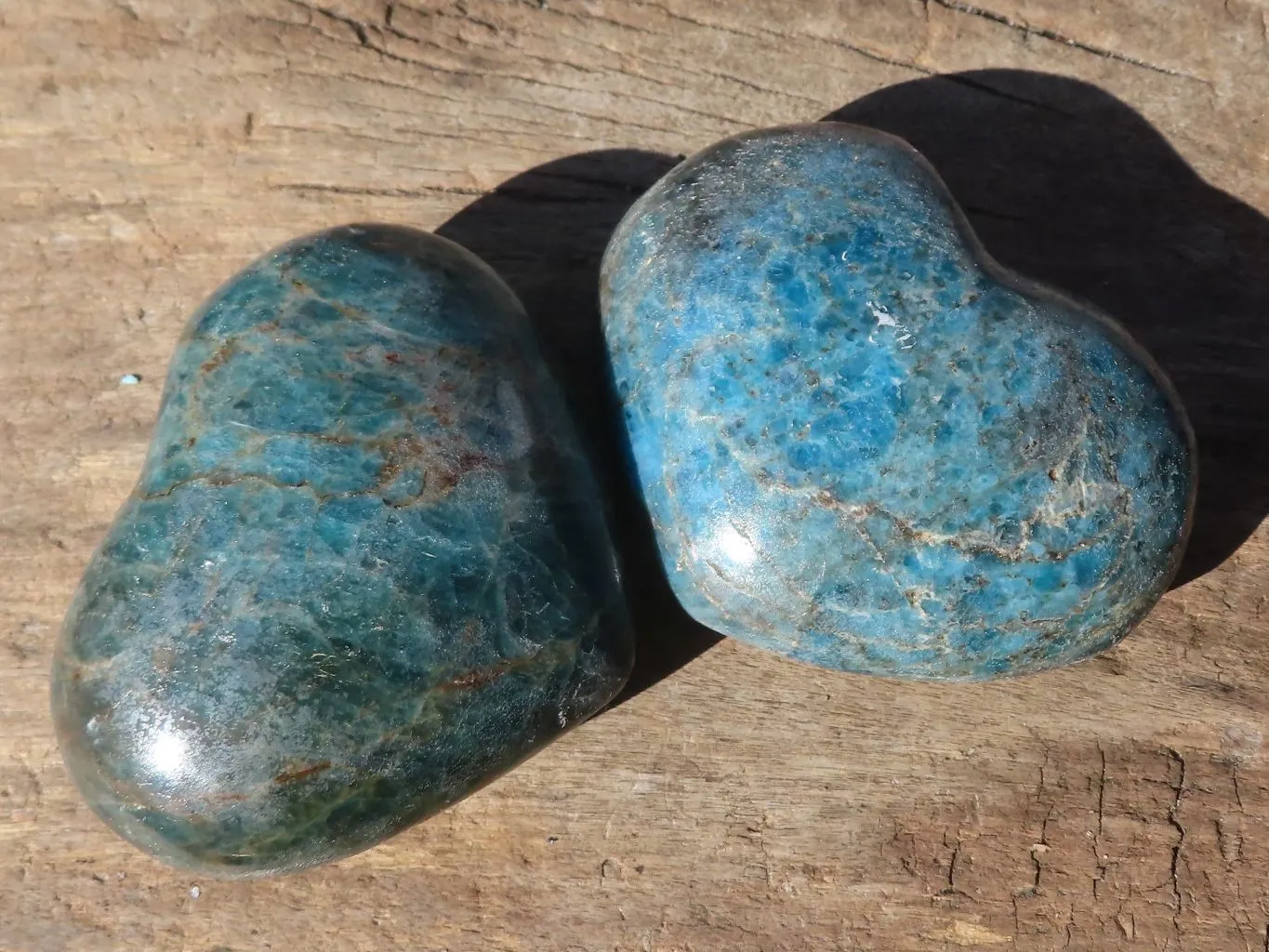 Polished Blue Apatite Hearts (Stone Sealed) x 6 From Madagascar