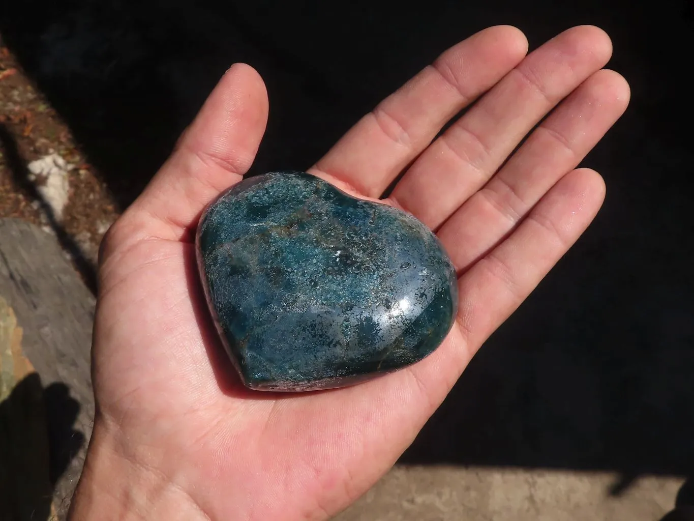 Polished Blue Apatite Hearts (Stone Sealed) x 6 From Madagascar